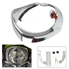 LED Headlight Bezel Visor Trim Ring For Harley Touring 2014+