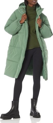 Amazon Essentials Women's Oversized Long Puffer Jacket Plus Sage Green 3XL