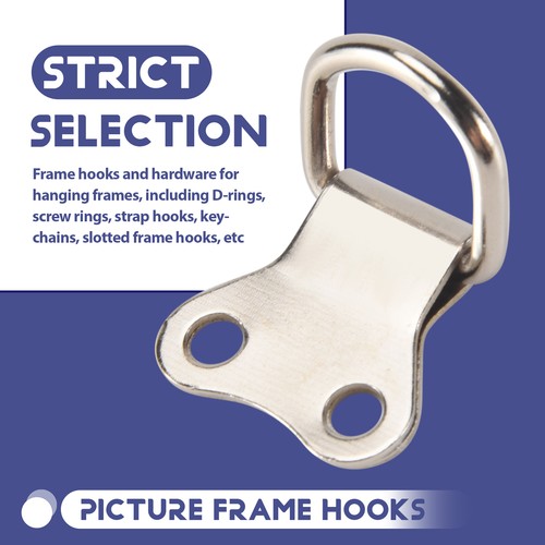 25 pcs D-anneau Cadre photo Crochets suspendus Cintres a trou Avec des vis9408 - Bild 6 von 7