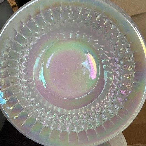 VTG 60s Federal Glass Moon Glow Iridescent Glass Dessert Bowls Set of 2