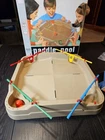 Vtg Paddle Pool Game Milton Bradley Brown Board Red Green Yellow Blue Flippers