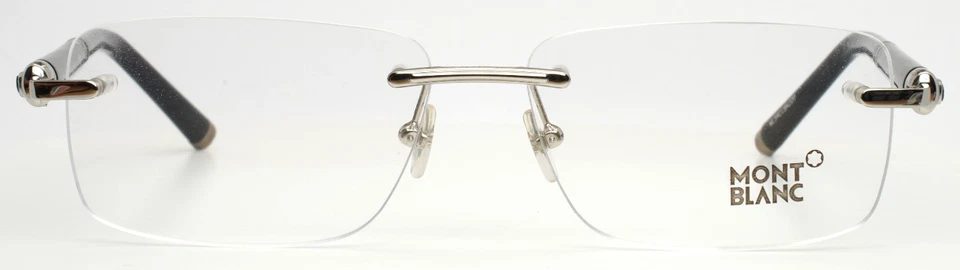 Gafas sin montura rectangulares plateadas Montblanc MB483 016 58-15-140 B:37 Foto 2 de 4