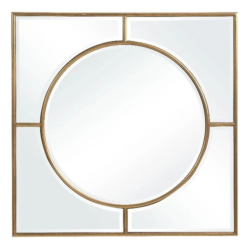 Uttermost Stanford Square Traditional MDF Wood Mirror in Gold - Picture 1 of 6