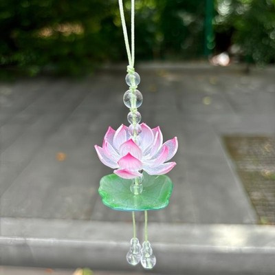 Exquisite Summer Pink Lotus Phone Charm Pendant Simulated Flower Beaded Keychain