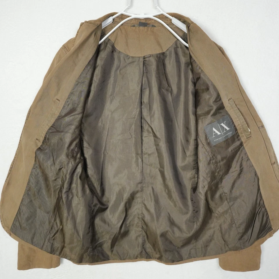 Blazer Abrigo Deportivo Armani Exchange Para Hombre Pequeño Marrón Mezcla de Lino Doble Botón AX Foto 3 de 4