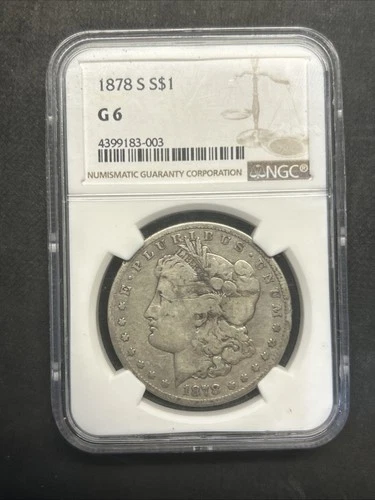 1878 S Morgan Dollar NGC MS G6 90% Silver Circulated $1 Coin