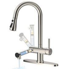 Kitchen Sink Faucet with Filtered Stainless Steel Pull Down Sprayer Swivel Mixer
