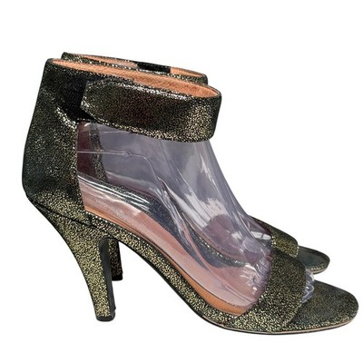 Jeffrey Campbell Heels Womens 9 Hough Ibiza Metallic Black Leather Ankle Strap