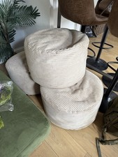 x3 Cream Poof Footstalls Beanbag For a Sofa