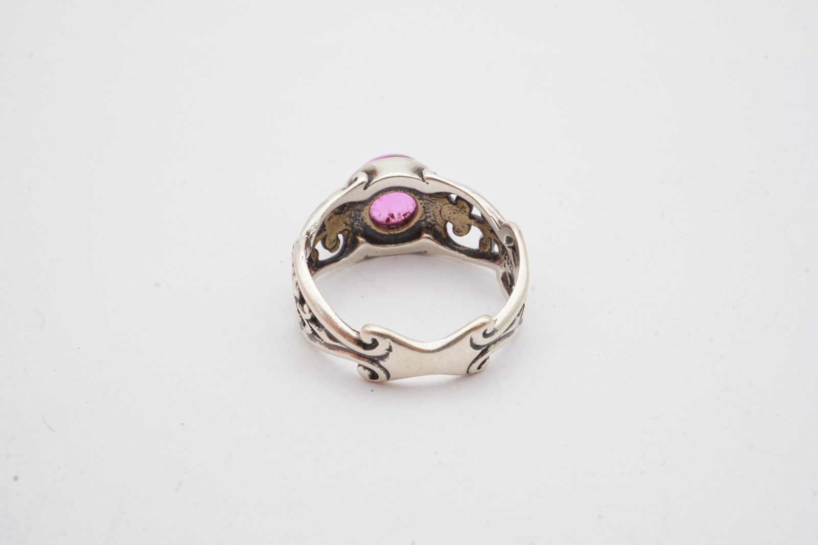 Sterling Silver 925 Ruby Cabochon Ring Size 6.75 - image 4