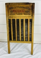 National 824 Washboard The Silver King Top Notch Special Washboard Metal Vtg