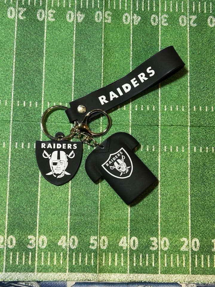 NFL Oakland LA Las Vegas Raiders Durable Silicon Jersey Keychain 3D Shield Tag - Image 2 of 4