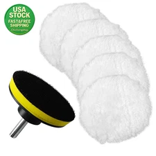 Wool Buffing Pad Set 3 Inch 7 Pieces with M10 Drill Adapter for Car Polishing