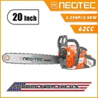 62cc Gasoline Chainsaw 20" Bar Chain Powered Engine Wood Cutting Gas Chain Saw