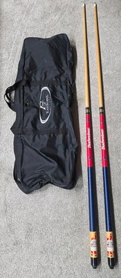 RARE! Vintage! 2 Budweiser Pool Cue Stick Two Piece 58  King of Beers Eastpoint