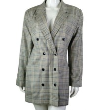 Escada Margaretha Ley Double Breasted Houndstooth Blazer Size 40 Made in Italy
