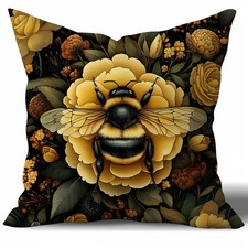 Vintage Bumblebee Floral Throw Pillow Covers Home Decor 18x18inch, William Mo...