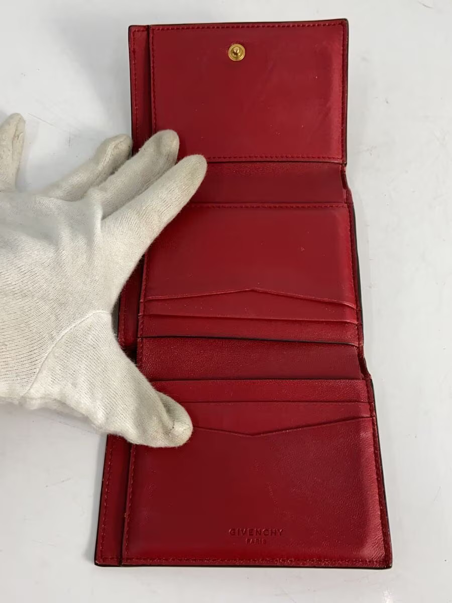 GIVENCHY Trifold Wallet Red Solid Color Men's - image 4