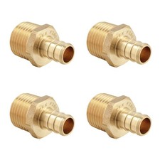 4 Pieces Barb Crimp Pex 1/2 Inch X 1/2 Inch Npt Male Adapter Brass Brass Fitting
