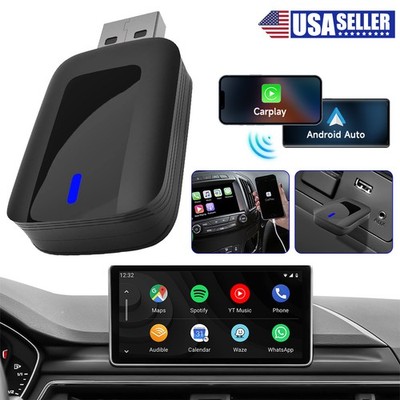 OTA Upgrade 2-in-1 CarPlay Android Auto Wireless Adapter 5.8GHz BT5.0 Plug&Play