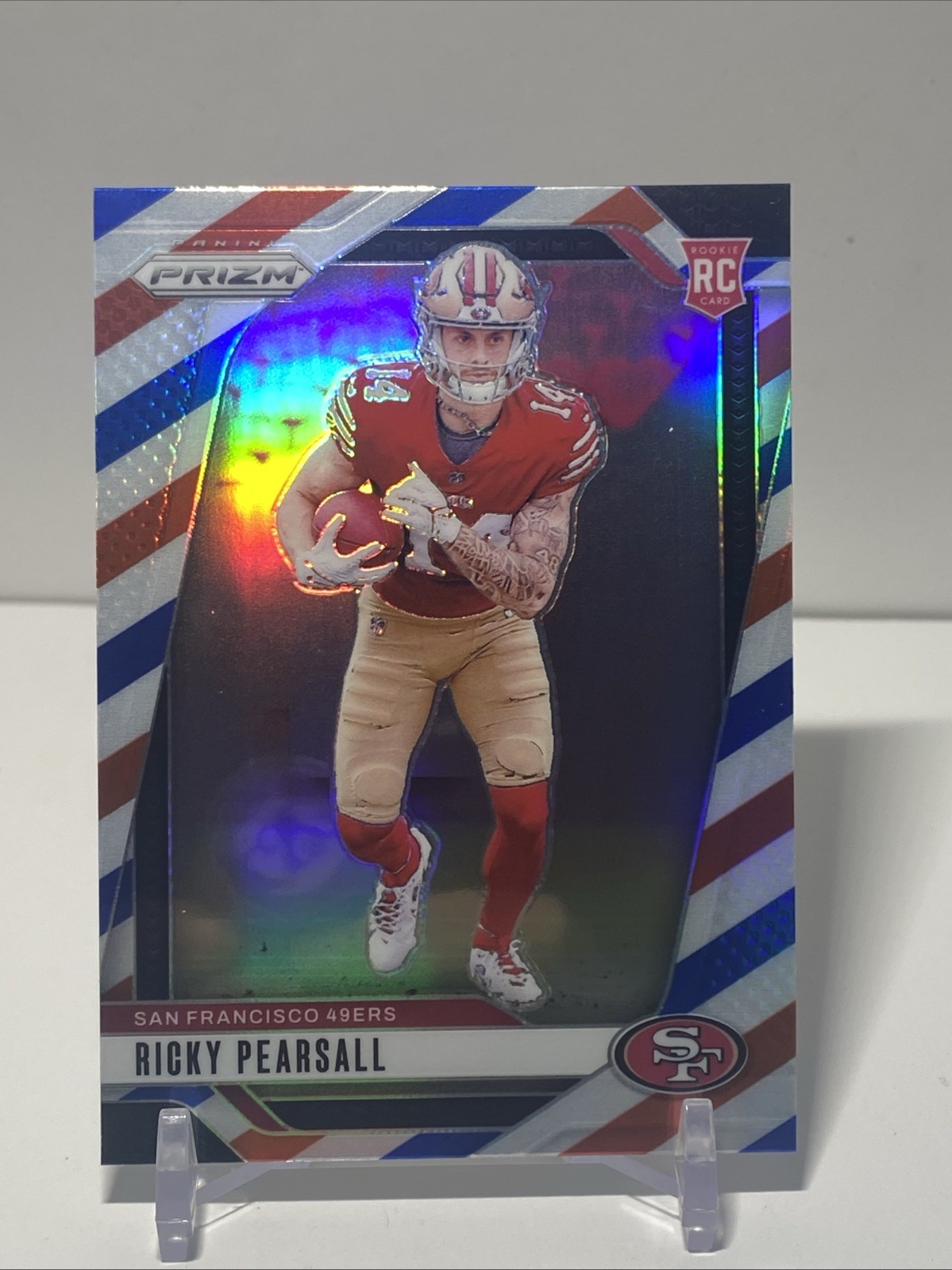 2024 Panini Prizm Ricky Pearsall #383 Red White Blue Prizm RC Refractor Mint
