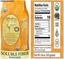 Heather's Tummy Fiber Acacia Senegal Packets for IBS, 16 Ounce Pouch