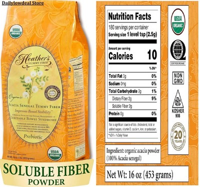 Heather's Tummy Fiber Acacia Senegal Packets for IBS, 16 Ounce Pouch