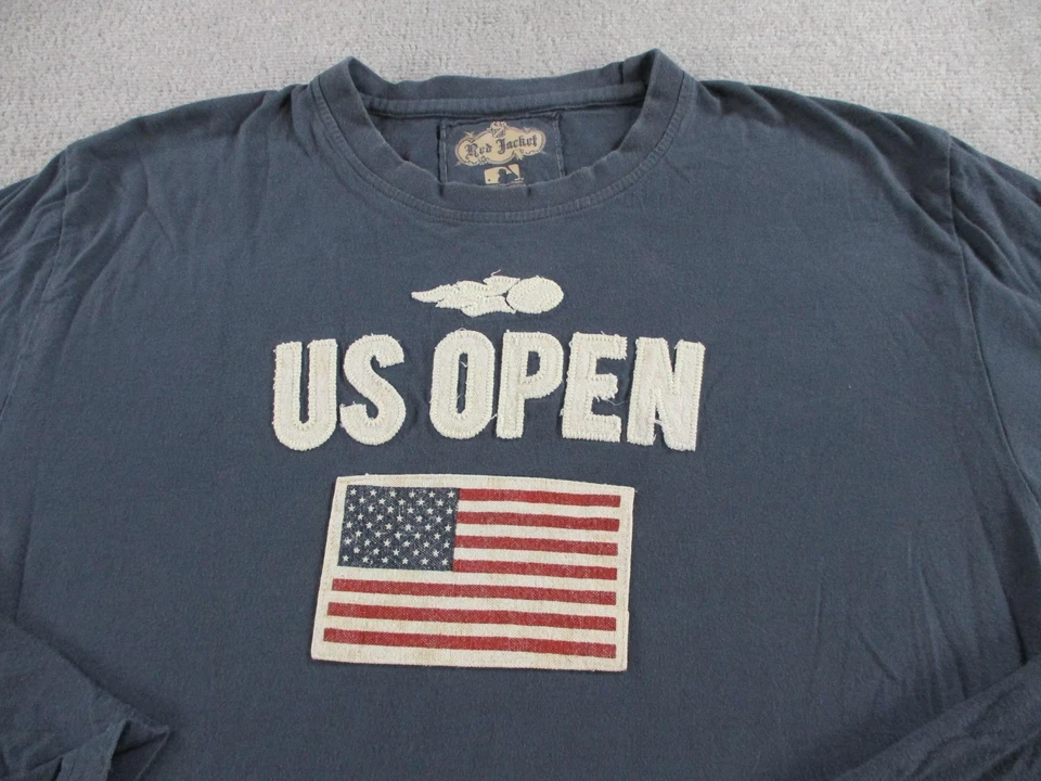 Camisa US Open Para Mujer 2XL Azul Manga Larga Bandera Americana Gráfico Cuello Redondo Camiseta EE. UU. Foto 4 de 4