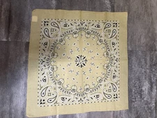 Set Of 3 Bandanas Yellow Paisley Print 100% Cotton  Head Wrap /Handkerchief