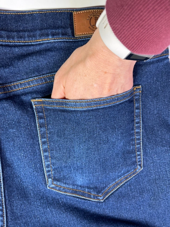 Lands' End Size 18 Recover High Rise Straight Leg Ankle Blue Jeans - Image 3 of 4