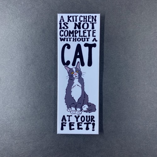 Tuxedo Cat Kitchen Magnet Pet Portrait Decor Gift 1.5x4.5" Handmade - Picture 6 of 7