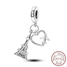 Paris Travel 925 Sterling Silver Charm for Bracelet