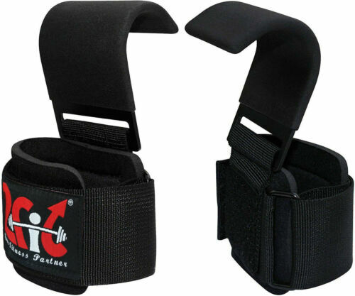 Wrist Support Heavy-Duty WEIGHT LIFTING HOOKS for Grip DEADLIFT STRAPS Gym Power - Afbeelding 1 van 24
