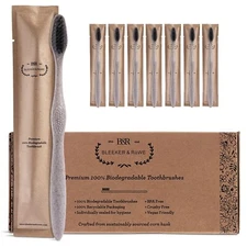 8 Pack Bleeker & Rowe Biodegradable Eco-Friendly Toothbrushes Individual Sealed