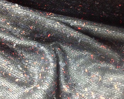 Tweed noir type CHANEL aspect chintz pour coudre une veste structurée sur mesure