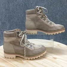 Sole Society Boots Womens 7 M Taleese Hiking Gray Leather Round Toe Lace Up