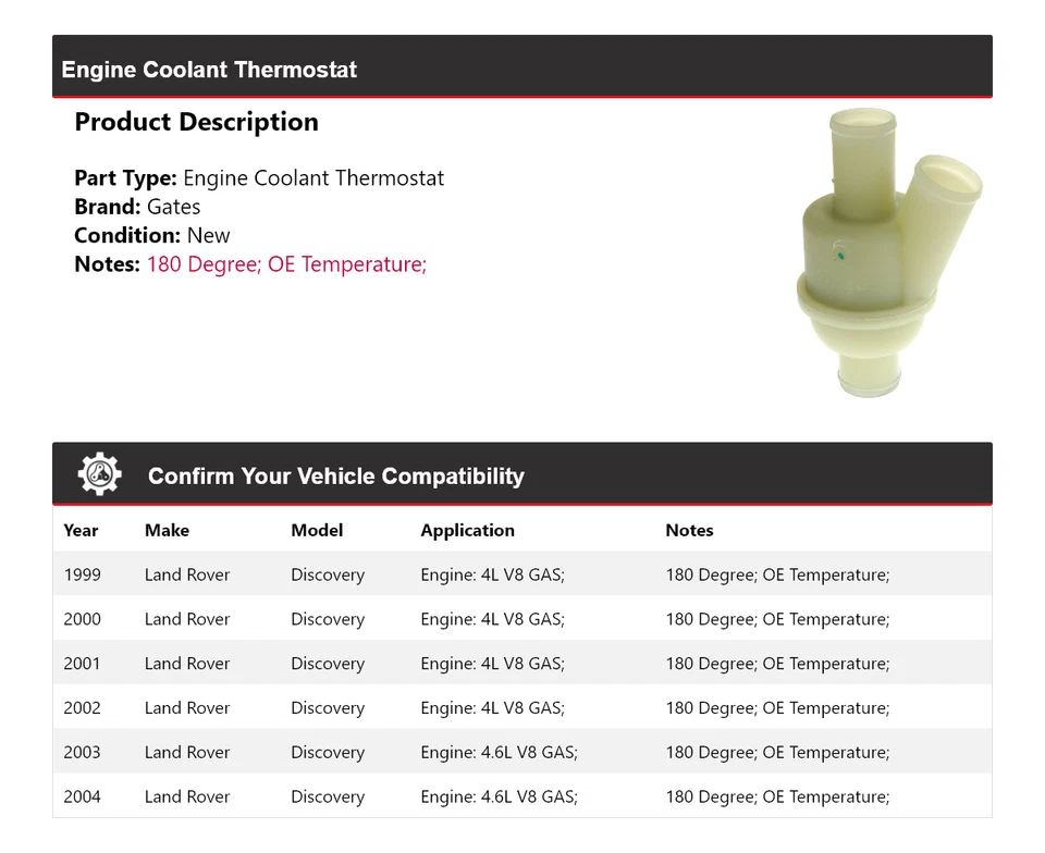 Ворота термостата охлаждающей жидкости для двигателя Land Rover Discovery 1999-2004 годов выпуска 2000 2001 годов выпуска - Изображение 2 из 4