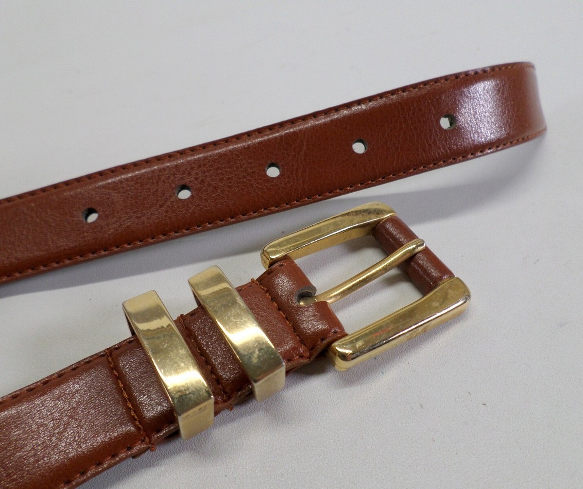 Gitano Belt 32 Double Keeper Gold Tone Buckle Brown M L Vtg