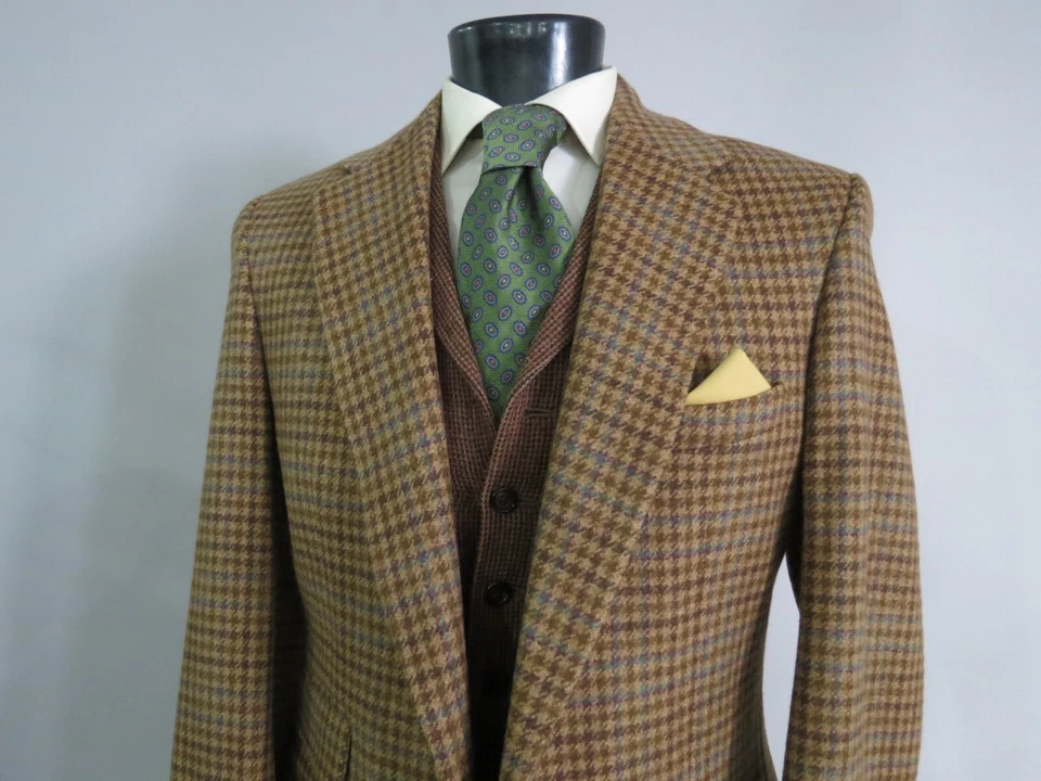 Paul Stuart two button full canvas bold gun check side vent sport coat 40 R - Image 2 of 4