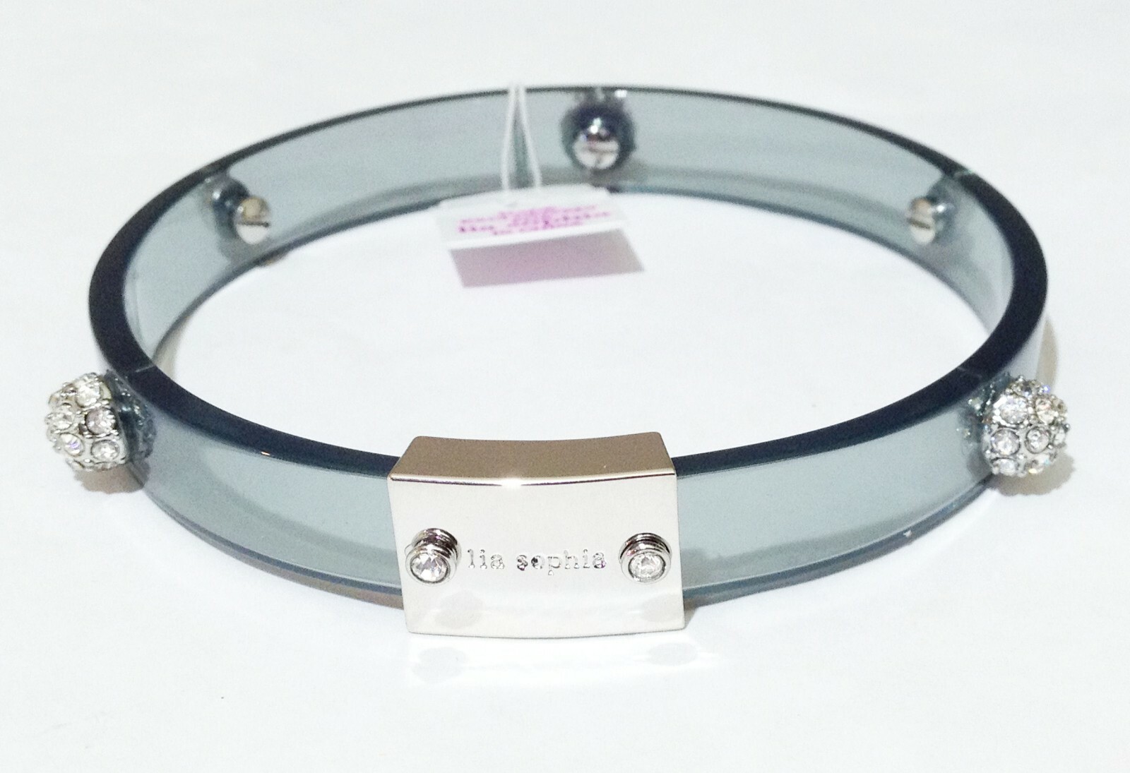 Lia Sophia Glazed Bracelet in Translucent Licorice Resin with Silver Studs and Crystals $78-image