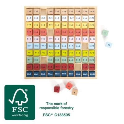 SMALL FOOT Rechenbrett Addition Educate, Rechenhilfe aus Holz, Rechnen lernen, addieren