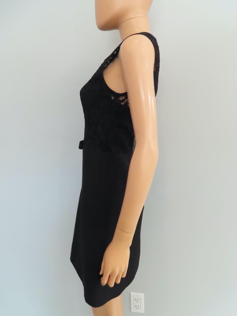 NWT Valentino Black Lace & Crepe with Bow Detail Mini Dress