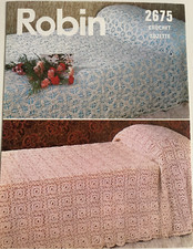 Square motif lace bedspread + flower bedspread CROCHET PATTERN throw Robin 2675
