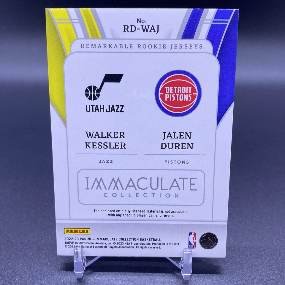 #/10 🚨2023 Panini Immaculate Jalen Duren - Walker Kessler RC Rookie Patch Relic - Image 2 of 2