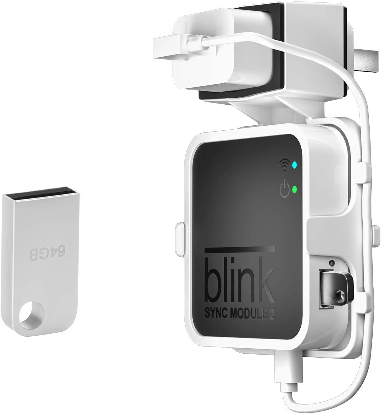 64GB USB Flash Drive + Outlet Wall Mount for Blink Sync Module 2,Simple Mounting-image