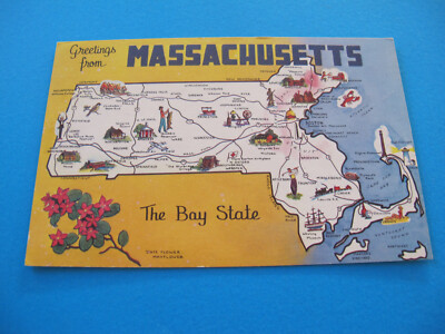 Massachusetts US Map Postcard