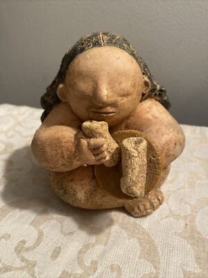 Vintage Pottery Sculpture Seated Voluptuous Girl Fernando Botero-esque