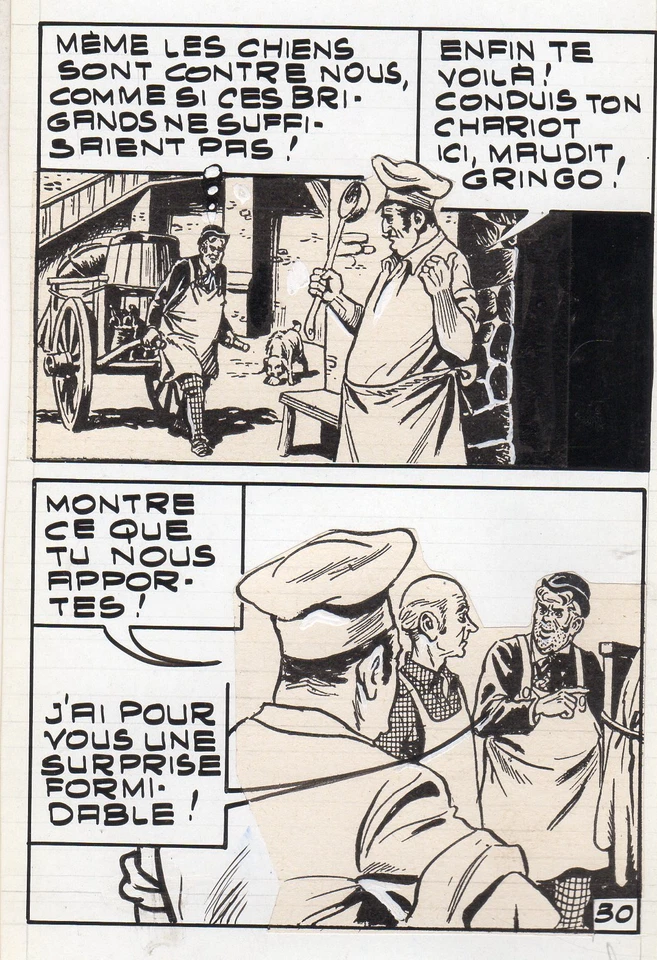 MIKI LE RANGER LES PIRATES PLANCHE  MONTAGE NEVADA LUG 1961 PIECE UNIQUE PAGE 30 - Photo 1/1