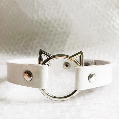 Cat Choker Spike Collar Bondage Necklace Gothic Punk BDSM Fetish Leather UK - Picture 6 of 24