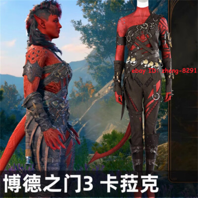 Game Baldur's Gate 3 Karlach Cosplay Costume Full Set Women's Bodysuit  Outfits | eBay